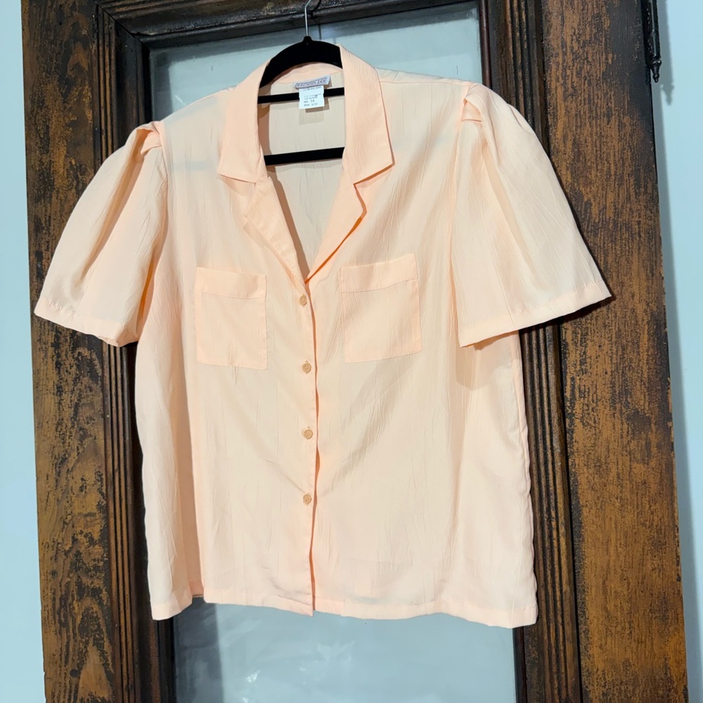Elegant Peach Button-Down Women's Shirt